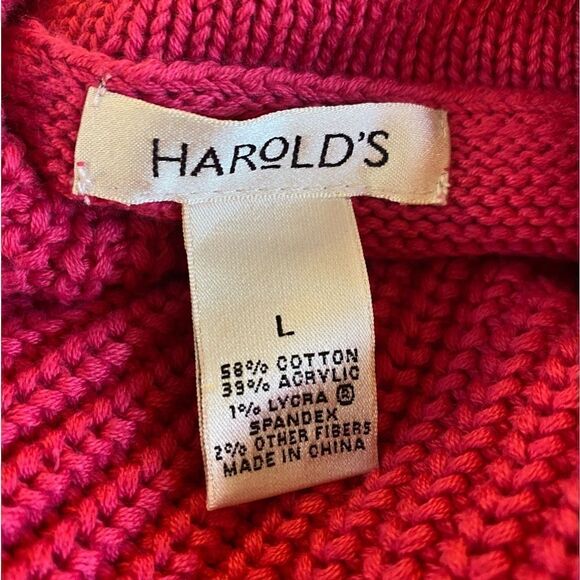 🍂Very comfy 💕 hot pink Harold’s brand cotton blend sweater sz L - Picture 8 of 8